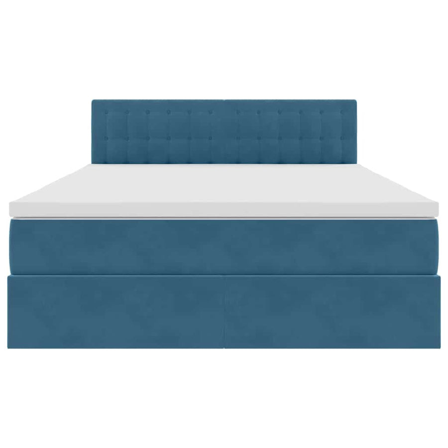 Opslag bed met matras Donkerblauw 140 x 200 cm Fluweel