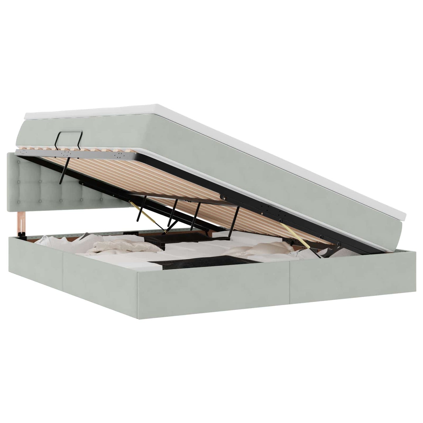 Opslag bed met matras Lichtgrijs 160 x 200 cm Fluweel