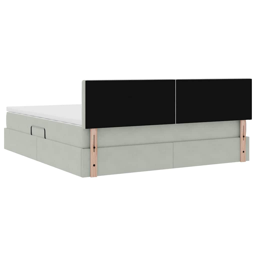 Opslag bed met matras Lichtgrijs 160 x 200 cm Fluweel