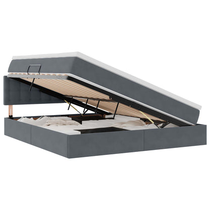 Opslag bed met matras Donkergrijs 160 x 200 cm Fluweel