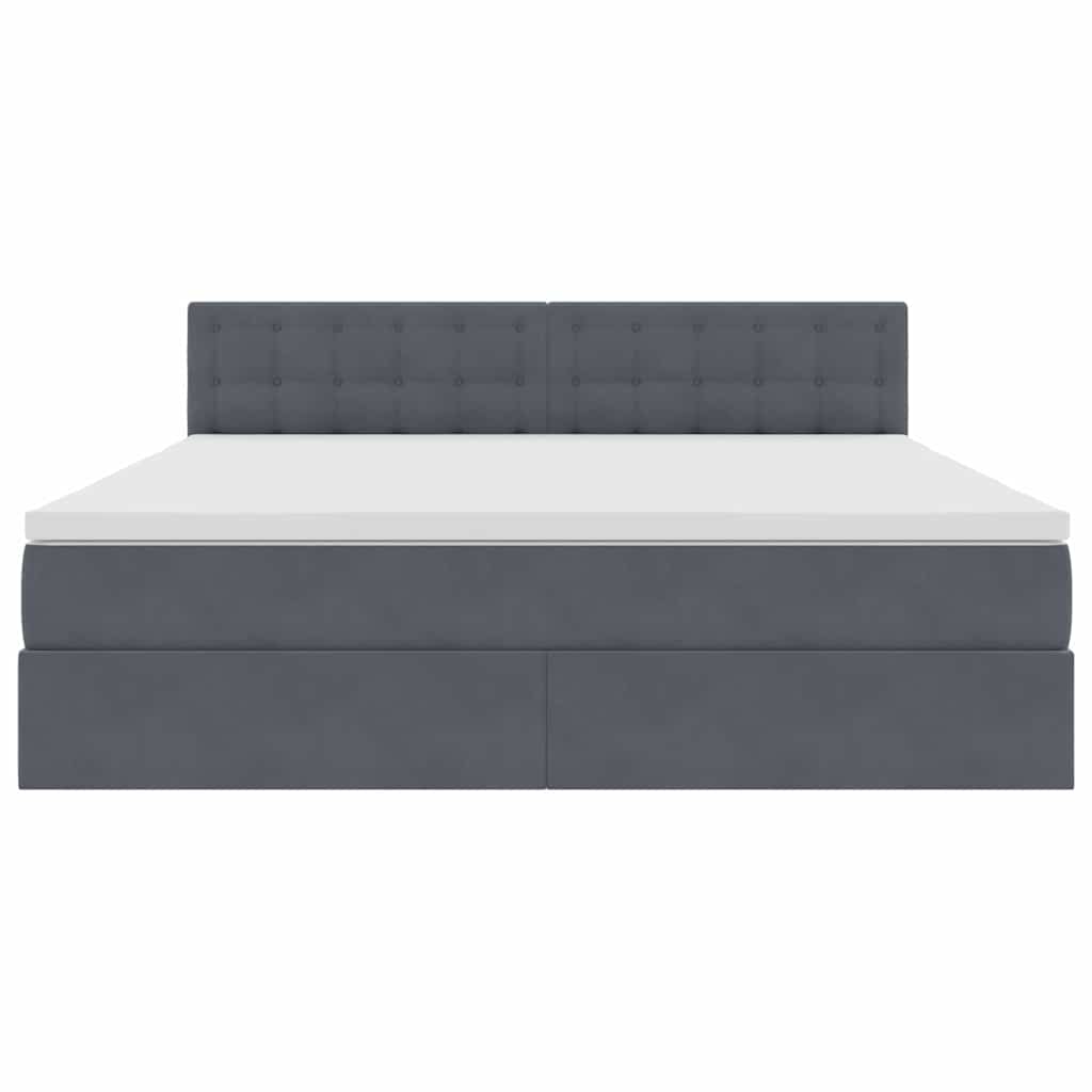 Opslag bed met matras Donkergrijs 160 x 200 cm Fluweel