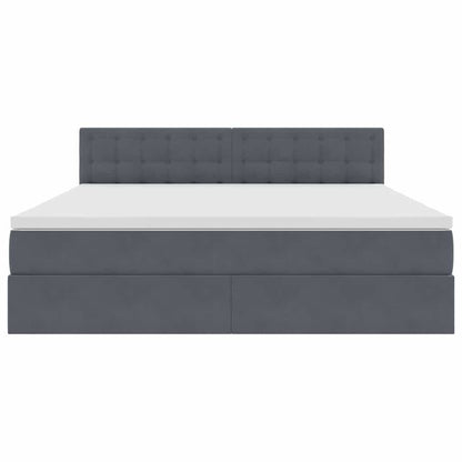 Opslag bed met matras Donkergrijs 160 x 200 cm Fluweel
