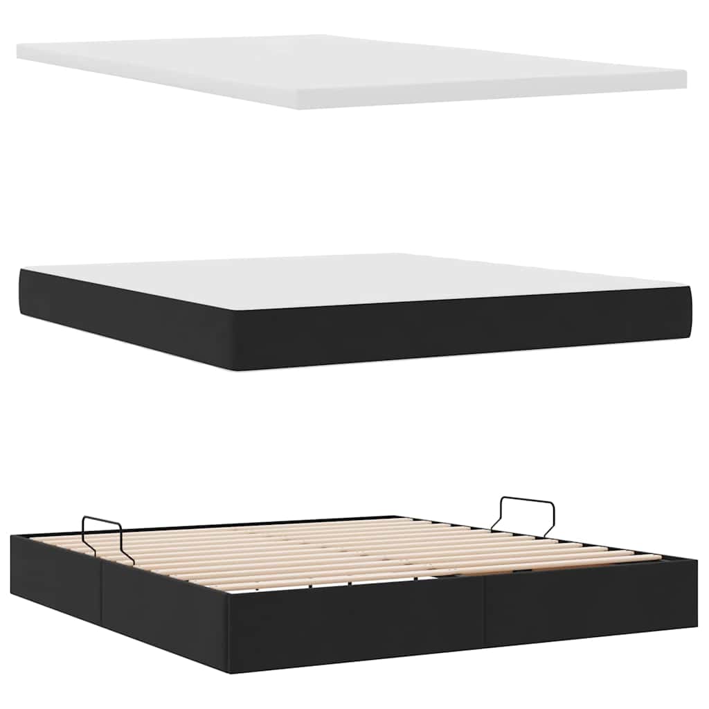 Opslag bed met matras met hoofdeinde Zwart 160 x 200 cm Fluweel