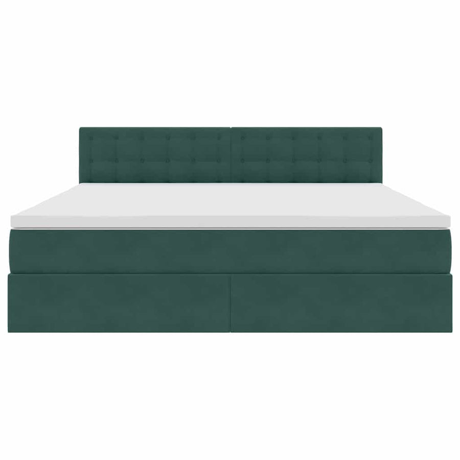 Opslag bed met matras Donkergroen 160 x 200 cm Fluweel