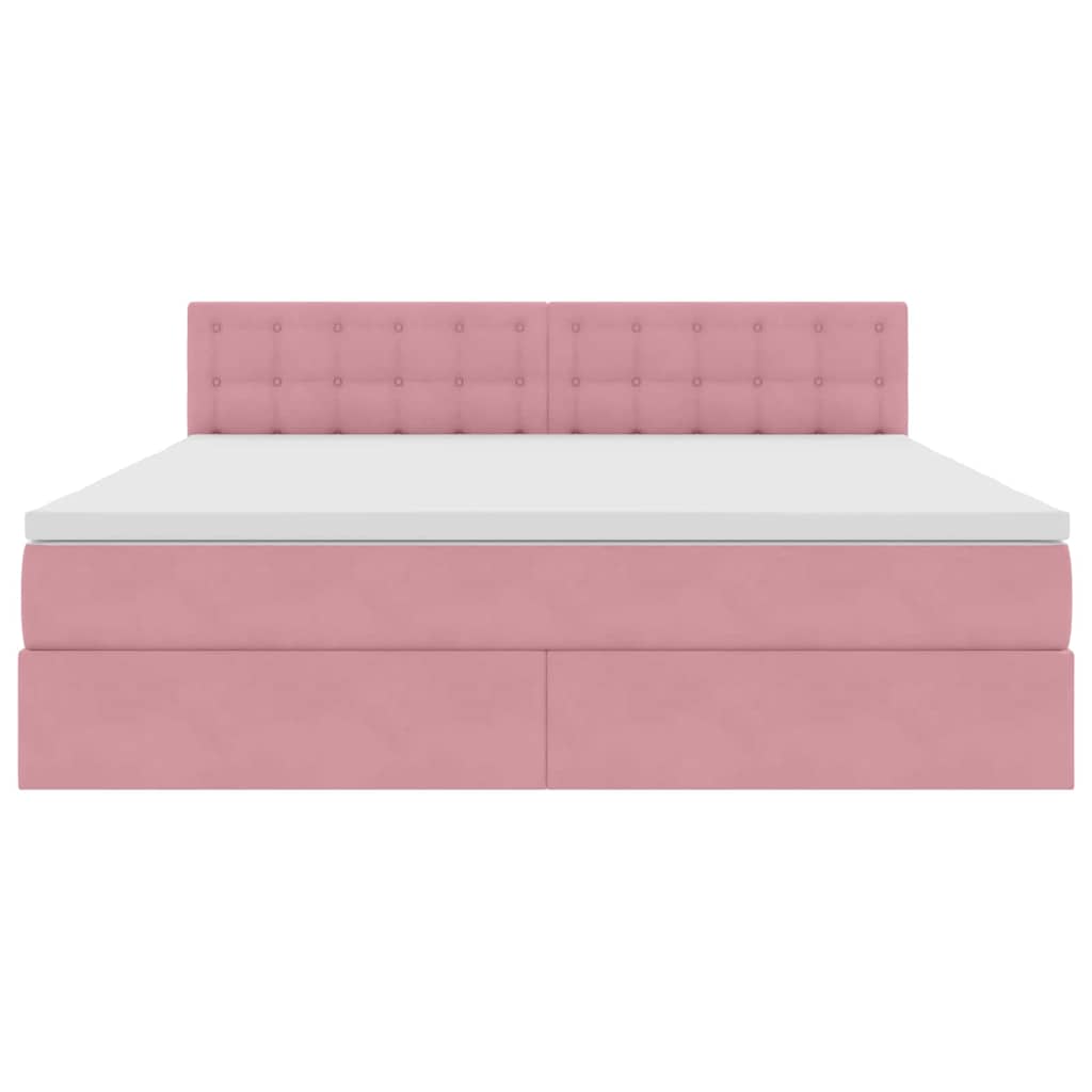 Opslag bed met matras met hoofdeinde Roze 160 x 200 cm Fluweel