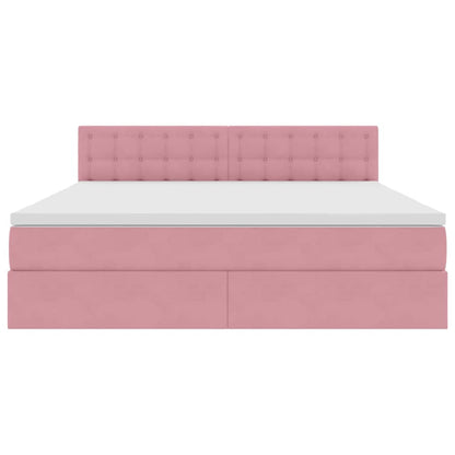 Opslag bed met matras met hoofdeinde Roze 160 x 200 cm Fluweel