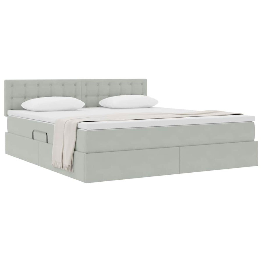 Opslag bed met matras Lichtgrijs 180 x 200 cm Fluweel