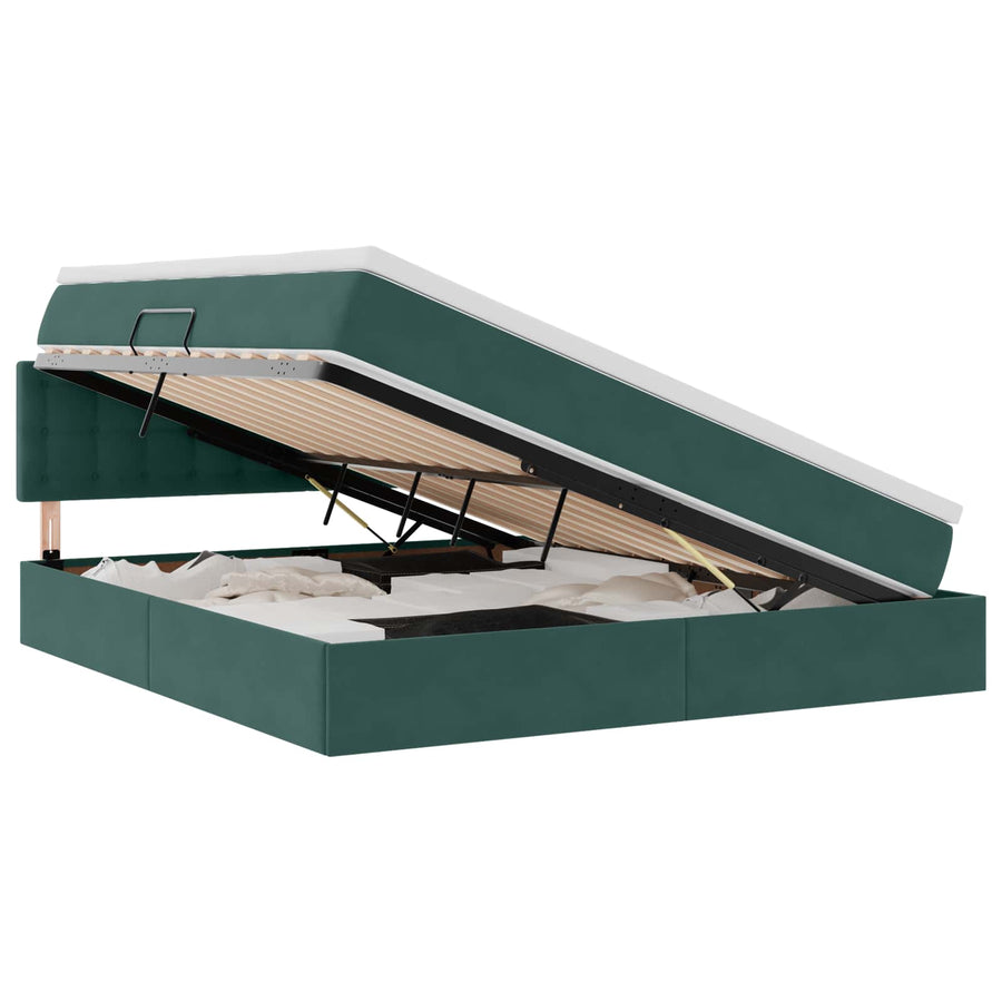 Opslag bed met matras Donkergroen 180 x 200 cm Fluweel