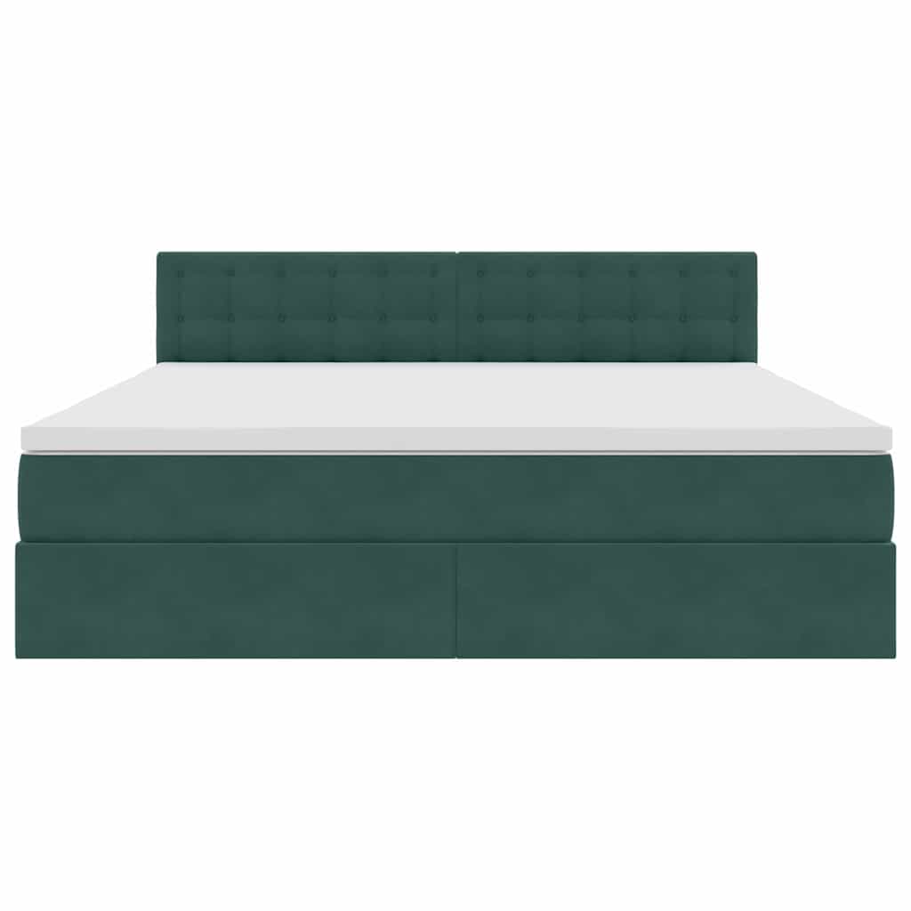 Opslag bed met matras Donkergroen 180 x 200 cm Fluweel