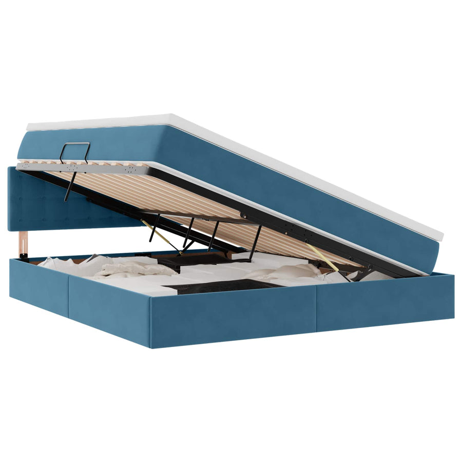 Opslag bed met matras Donkerblauw 180 x 200 cm Fluweel