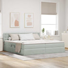 Opbergbed 200x200 cm lichtgrijs fluweel met matras