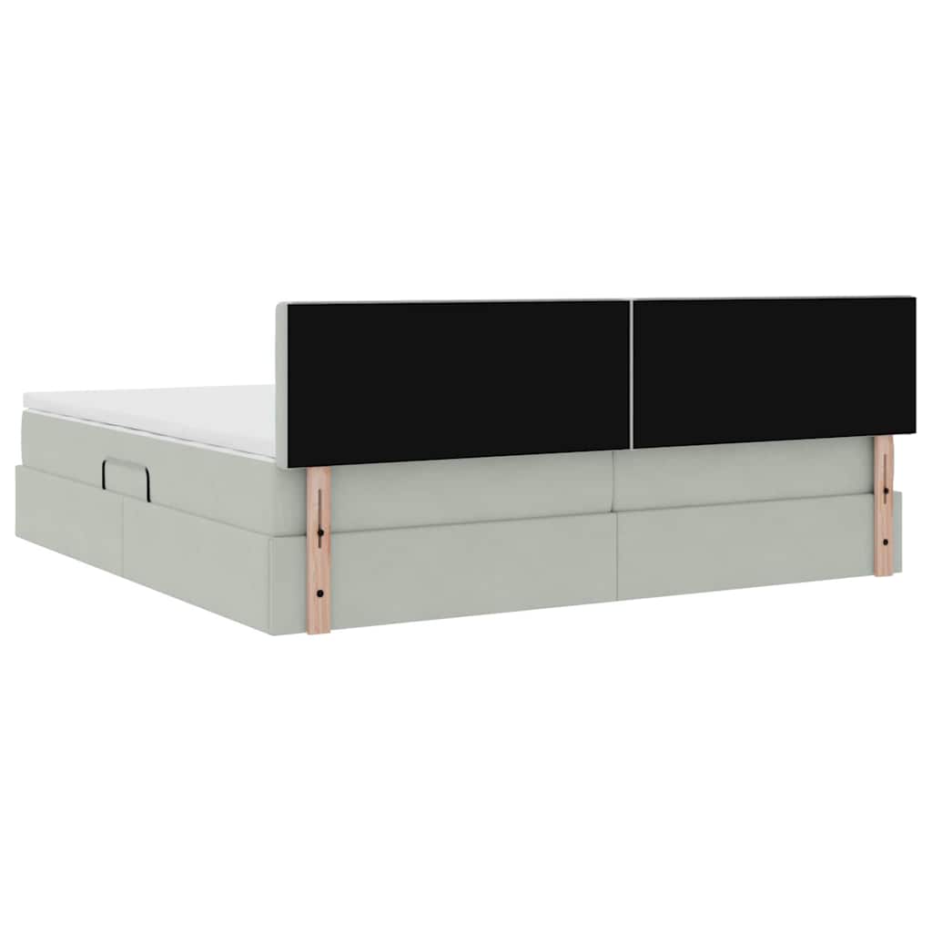 Opslag bed met matras Lichtgrijs 200 x 200 cm Fluweel