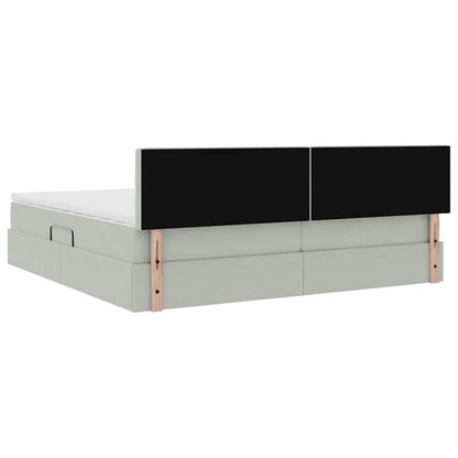 Opslag bed met matras Lichtgrijs 200 x 200 cm Fluweel