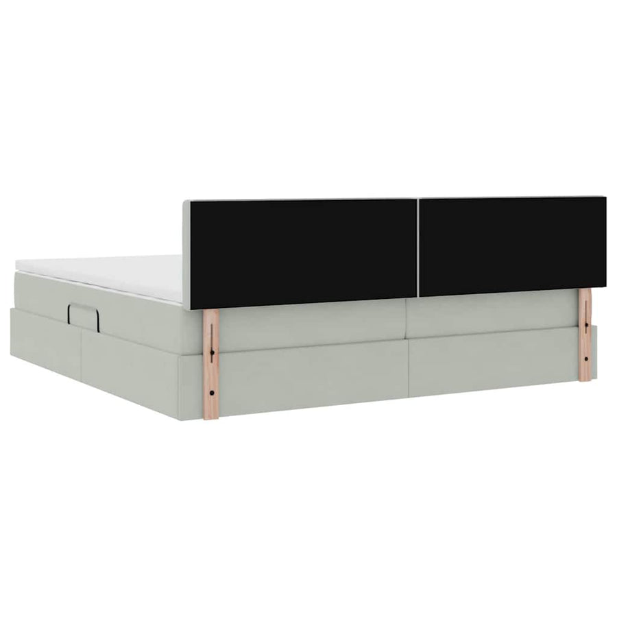 Opslag bed met matras Lichtgrijs 200 x 200 cm Fluweel