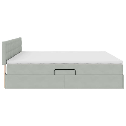 Opslag bed met matras Lichtgrijs 200 x 200 cm Fluweel