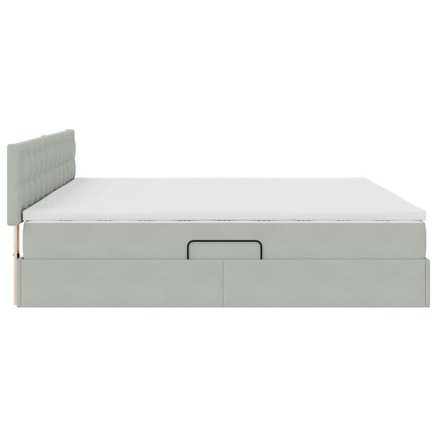 Opslag bed met matras Lichtgrijs 200 x 200 cm Fluweel