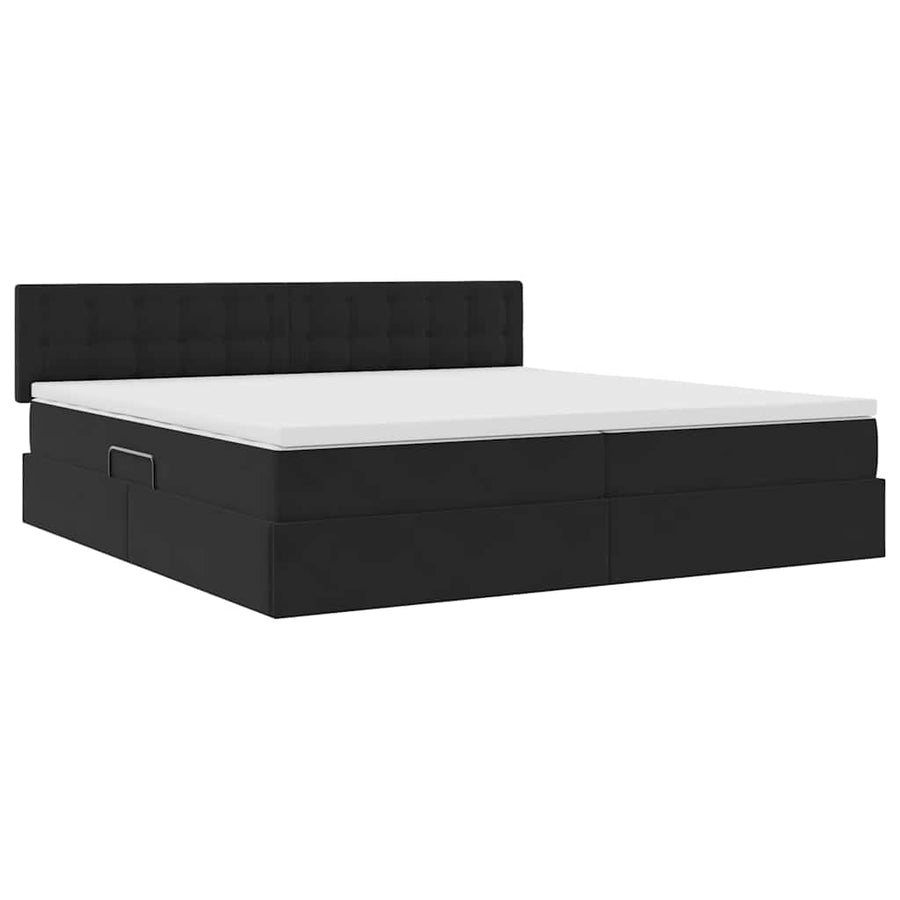 Opslag bed met matras met hoofdeinde Zwart 200 x 200 cm Fluweel