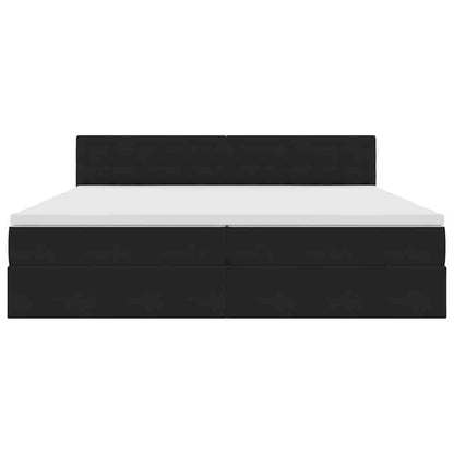 Opslag bed met matras met hoofdeinde Zwart 200 x 200 cm Fluweel