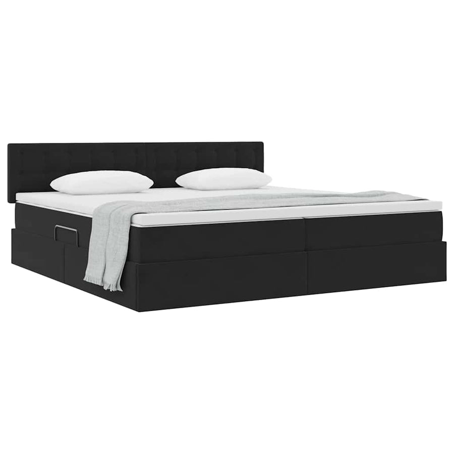 Opslag bed met matras met hoofdeinde Zwart 200 x 200 cm Fluweel
