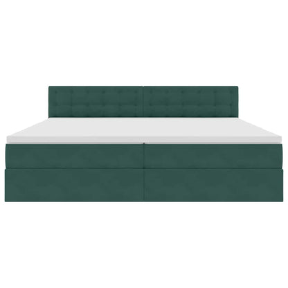 Opslag bed met matras Donkergroen 200 x 200 cm Fluweel