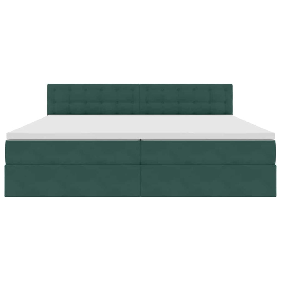 Opslag bed met matras Donkergroen 200 x 200 cm Fluweel