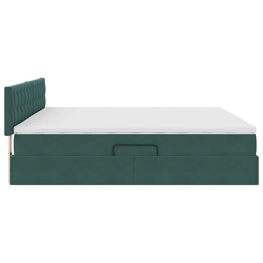 Opslag bed met matras Donkergroen 200 x 200 cm Fluweel