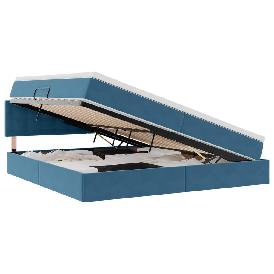 Opslag bed met matras Donkerblauw 200 x 200 cm Fluweel