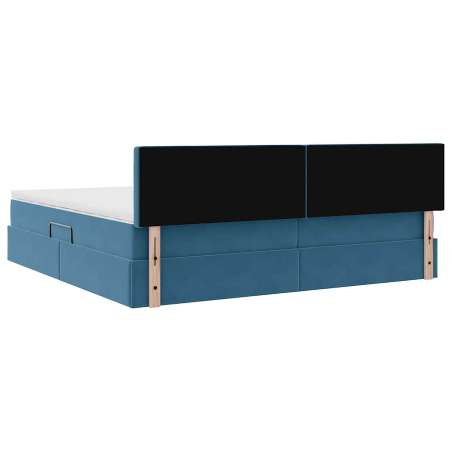Opslag bed met matras Donkerblauw 200 x 200 cm Fluweel