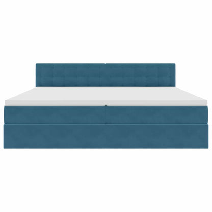 Opslag bed met matras Donkerblauw 200 x 200 cm Fluweel