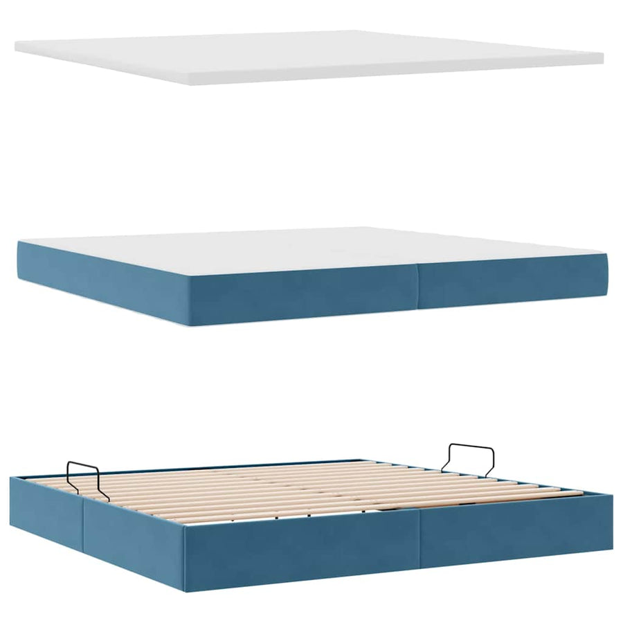 Opslag bed met matras Donkerblauw 200 x 200 cm Fluweel