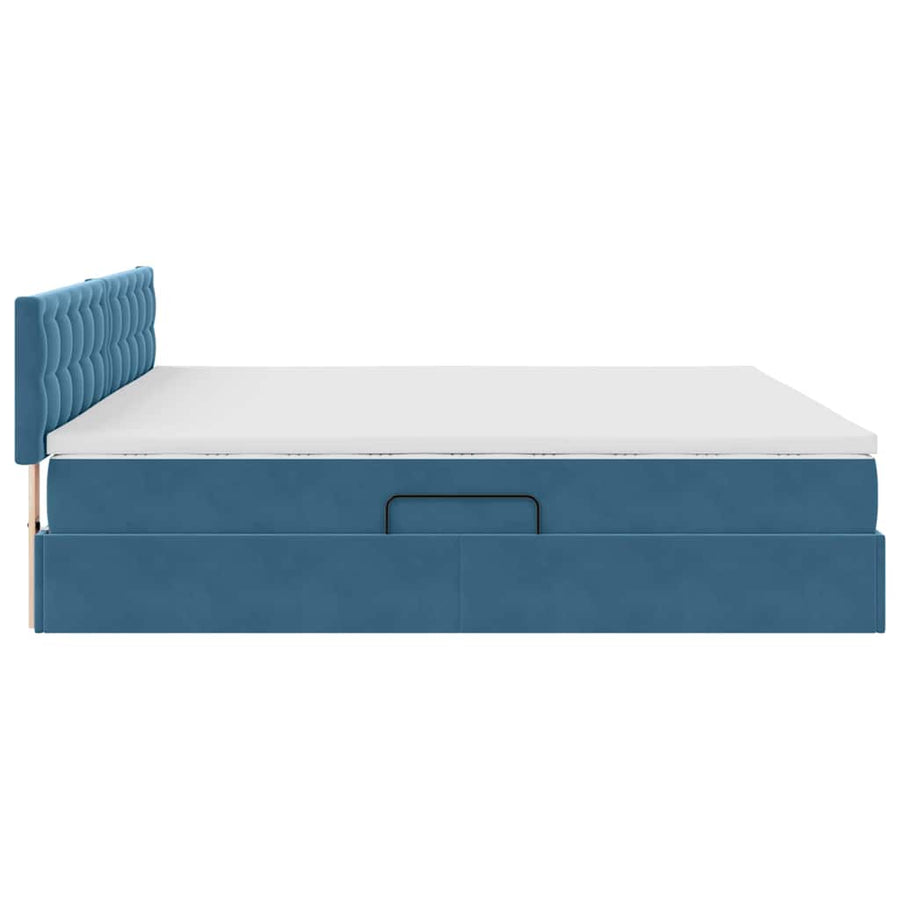 Opslag bed met matras Donkerblauw 200 x 200 cm Fluweel