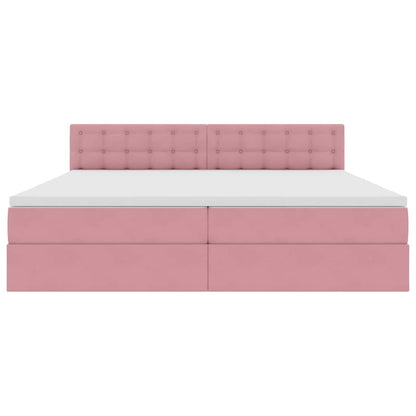 Opslag bed met matras met hoofdeinde Roze 200 x 200 cm Fluweel
