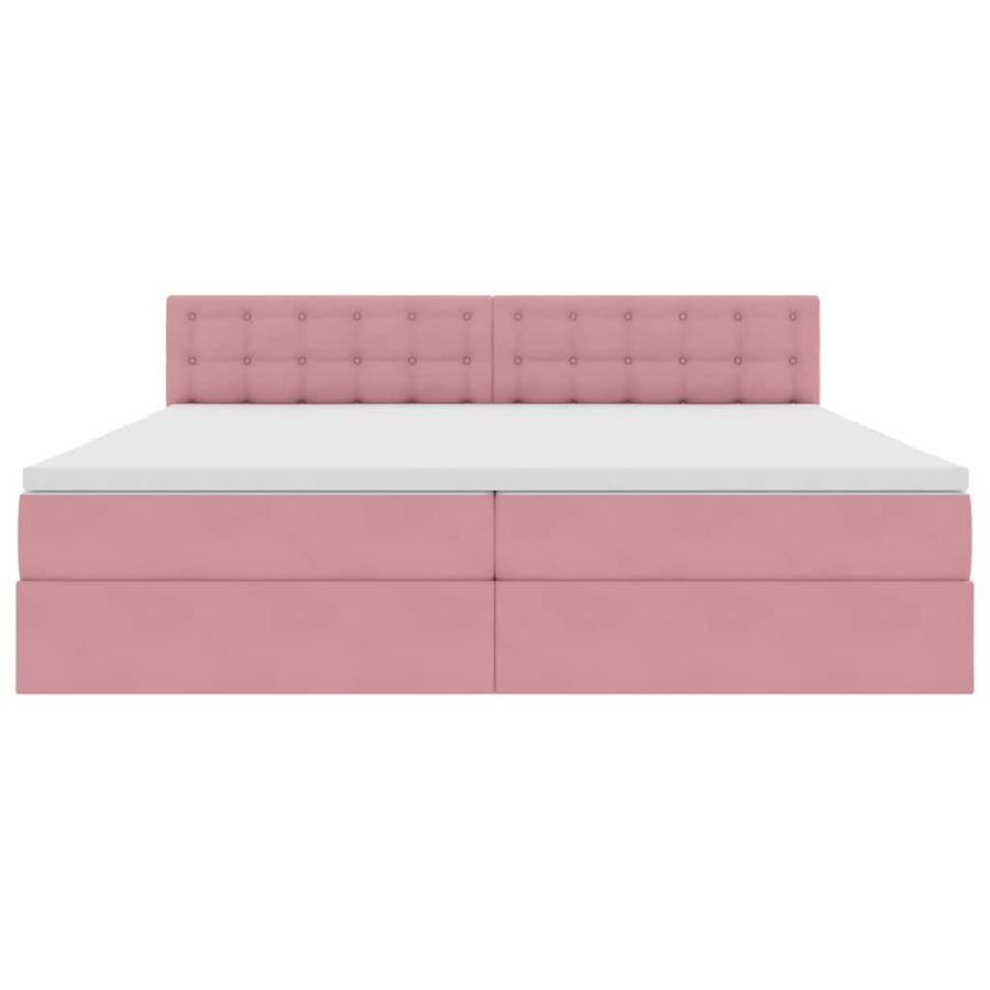 Opslag bed met matras met hoofdeinde Roze 200 x 200 cm Fluweel