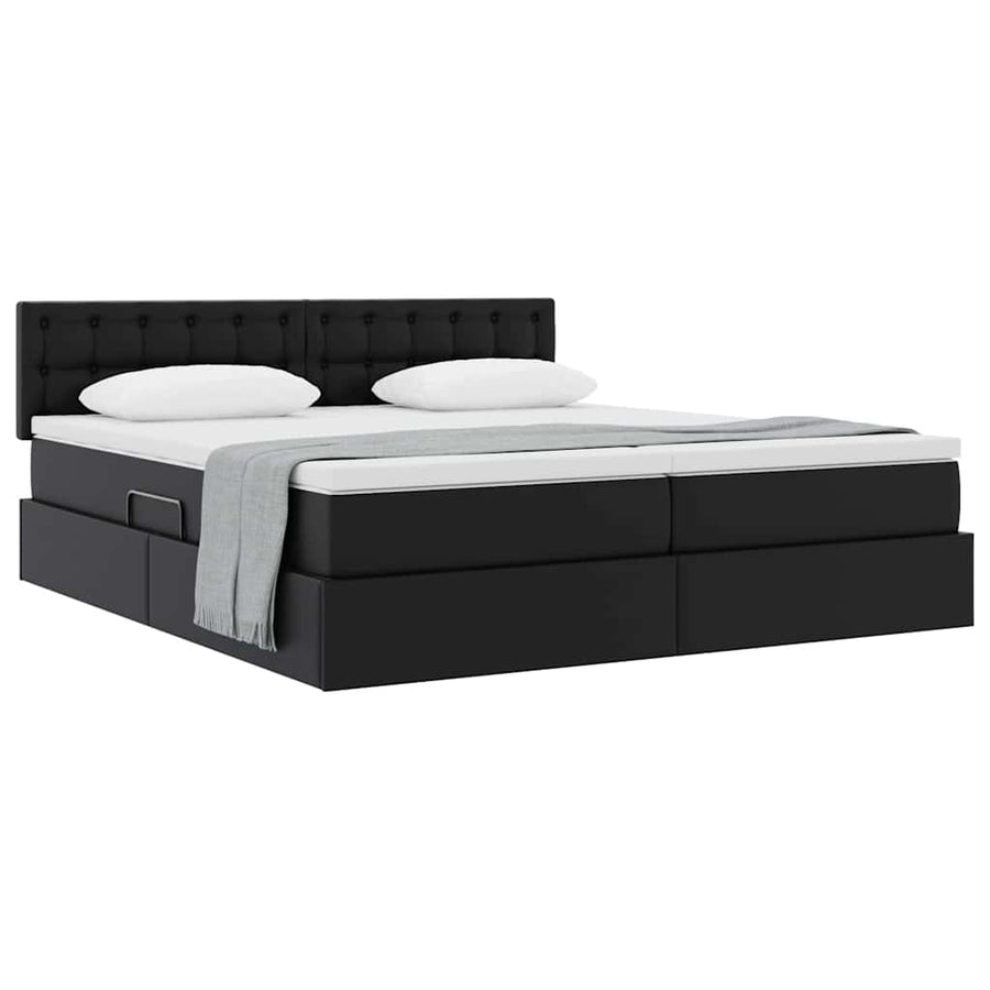 Opslag bed met matras met opslag Zwart 180 x 200 cm Nep Leer
