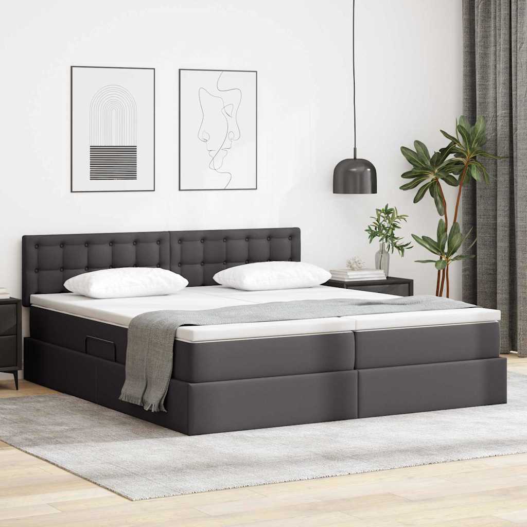 Opslag bed met matras met opslag Grijs 180 x 200 cm Nep Leer