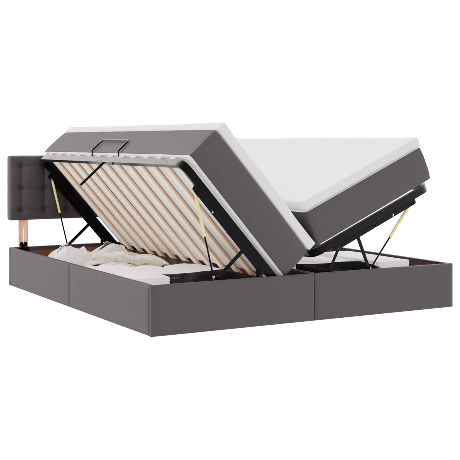 Opslag bed met matras met opslag Grijs 180 x 200 cm Nep Leer