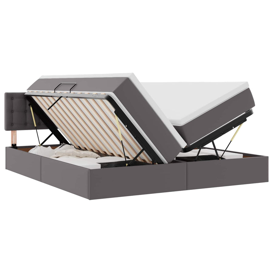 Opslag bed met matras met opslag Grijs 180 x 200 cm Nep Leer