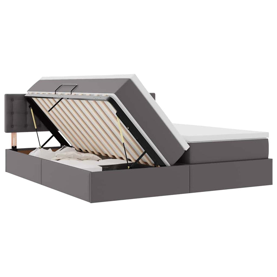 Opslag bed met matras met opslag Grijs 180 x 200 cm Nep Leer