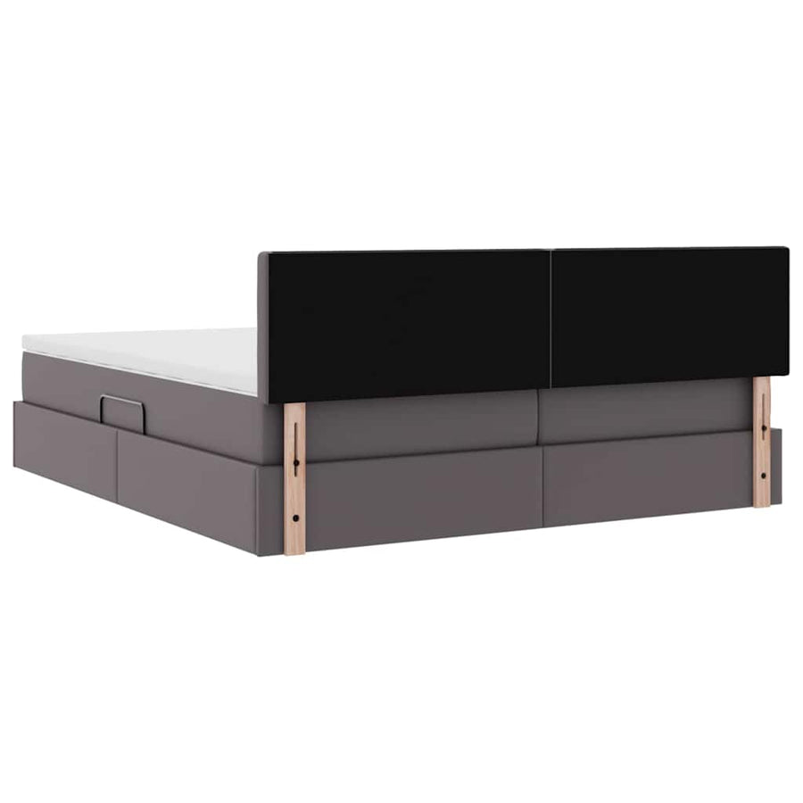 Opslag bed met matras met opslag Grijs 180 x 200 cm Nep Leer