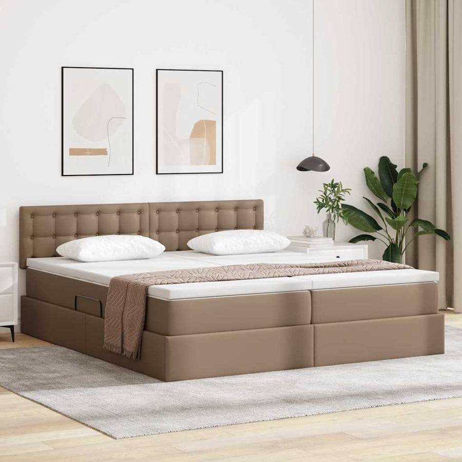 Opslag bed met matras Cappuccino 180 x 200 cm Nep Leer