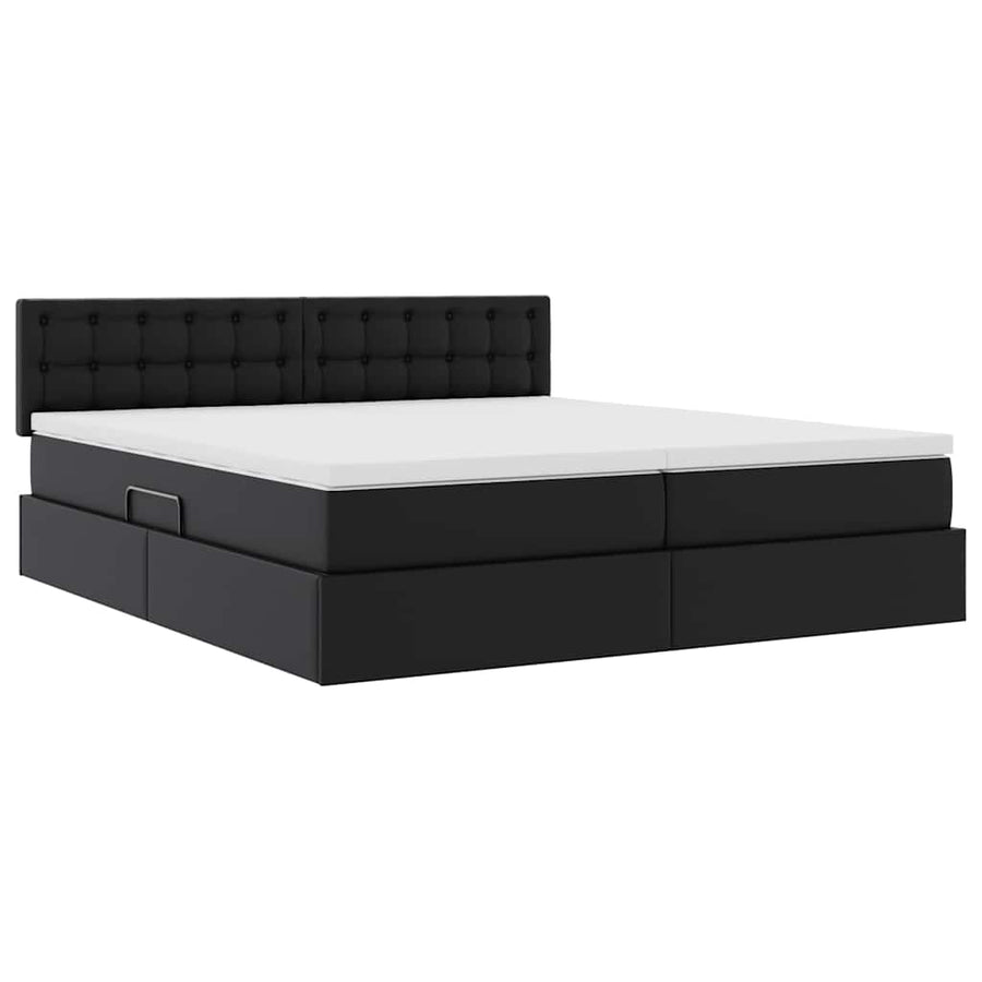 Opslag bed met matras met opslag Zwart 200 x 200 cm Nep Leer