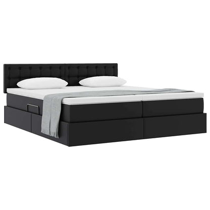 Opslag bed met matras met opslag Zwart 200 x 200 cm Nep Leer