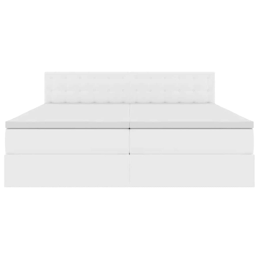 Opslag bed met matras met opslag Puur Wit 200 x 200 cm Nep Leer