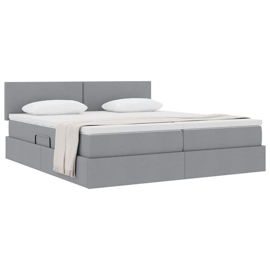 Opslag bed met matras Lichtgrijs 180 x 200 cm Nep Leer