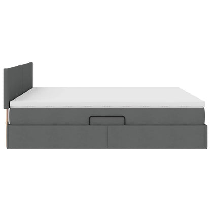 Opslag bed met matras Donkergrijs 180 x 200 cm Nep Leer