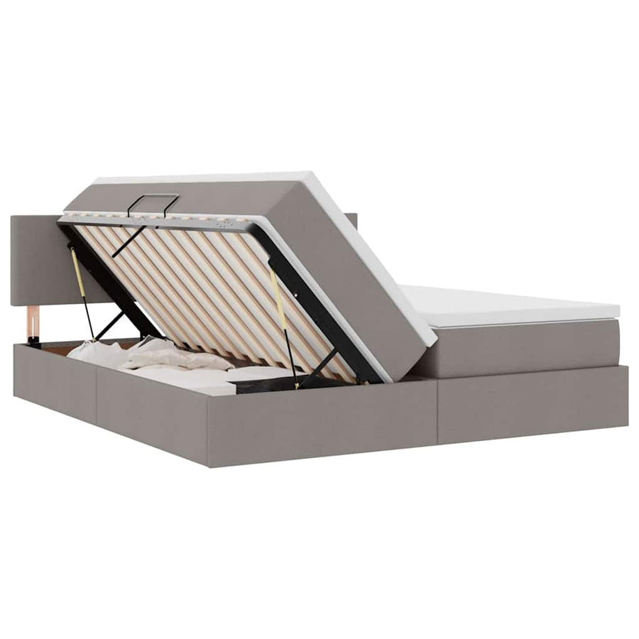 Opslag bed met matras met opslag Taupe 180 x 200 cm Nep Leer