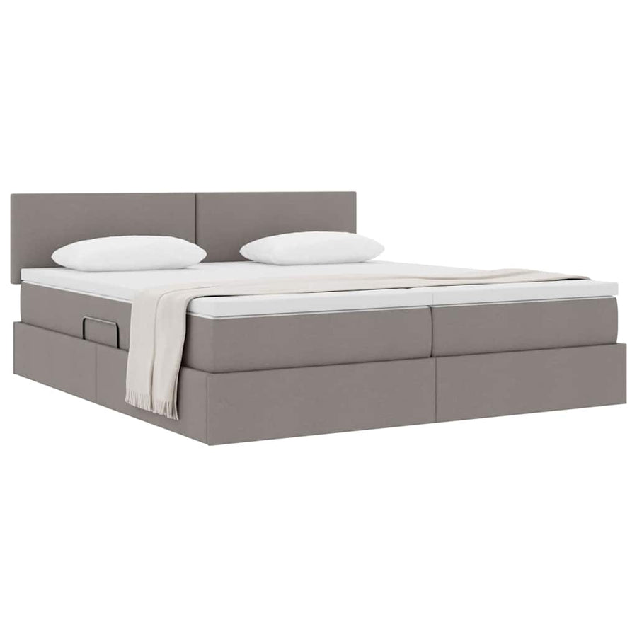 Opslag bed met matras met opslag Taupe 180 x 200 cm Nep Leer
