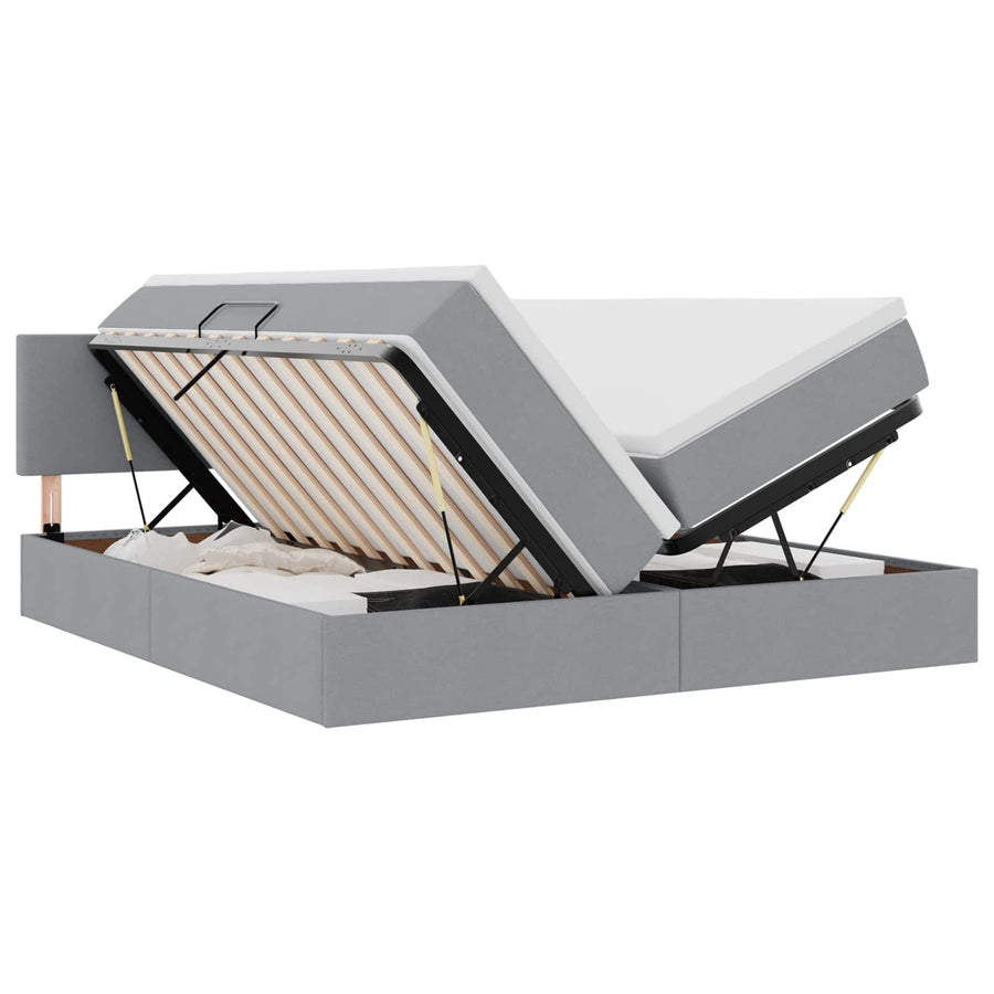 Opslag bed met matras Lichtgrijs 200 x 200 cm Nep Leer