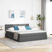 Opbergbed 200x200 cm donkergrijs kunstleer