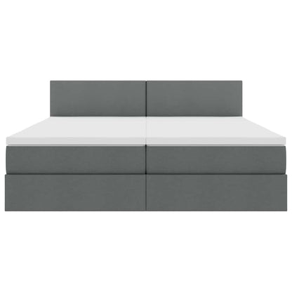 Opslag bed met matras Donkergrijs 200 x 200 cm Nep Leer